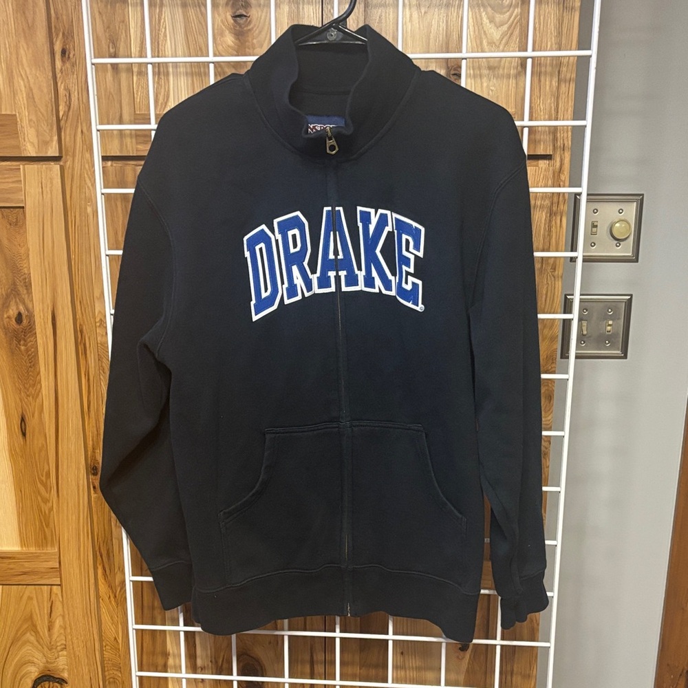 Jansport Black Varsity Jacket with White and Blue Accents